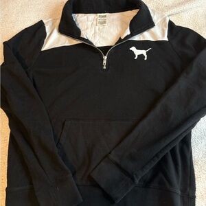 Victoria’s secret PINK Black and White Quarter-Zip Sweater